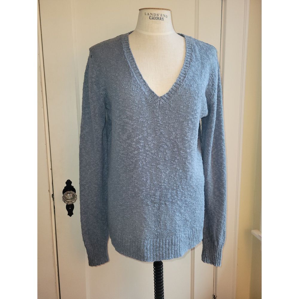 J. Crew Womens MED Long-sleeved V-Neck Blue Sweater